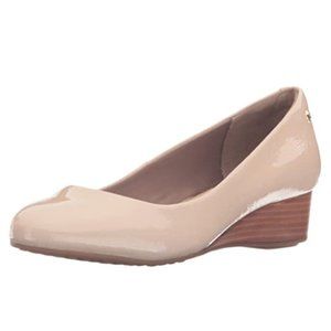 NEW Hush Puppies Women Dot Admire Nude Classic Comfort Round Low Wedge Pump